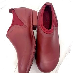 L.L. Bean Burgundy Slip-On Wellie Ankle Boots